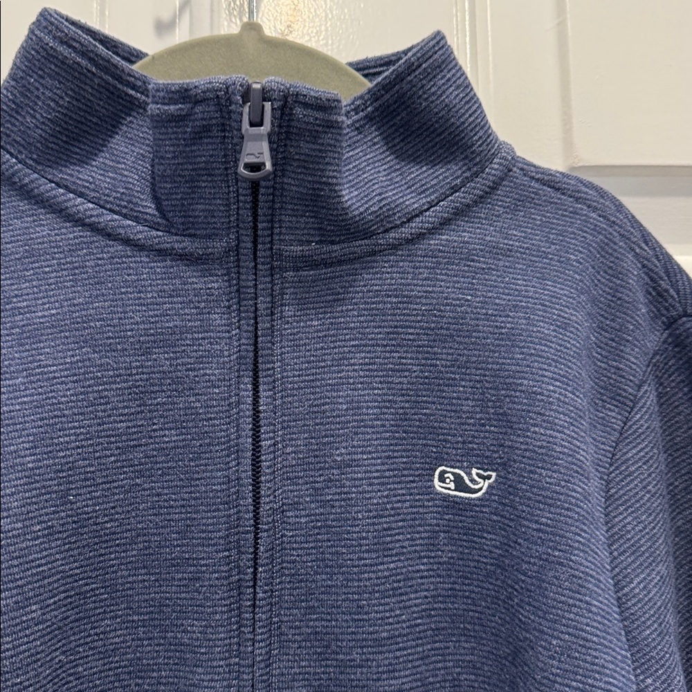 Vineyard Vines saltwater quarter 3/4 zip sweater boys size small 8-10 navy blue - Picture 3 of 8